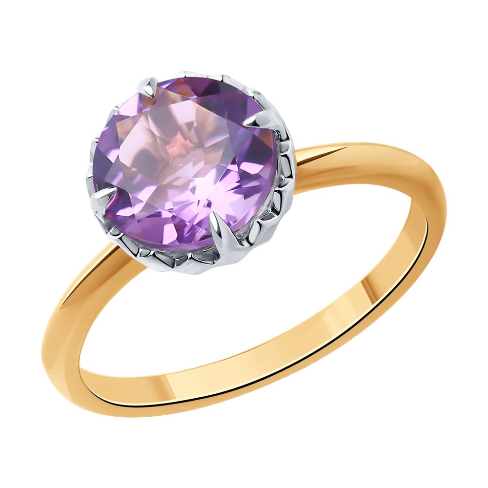 Кольцо из красного золота с аметистом