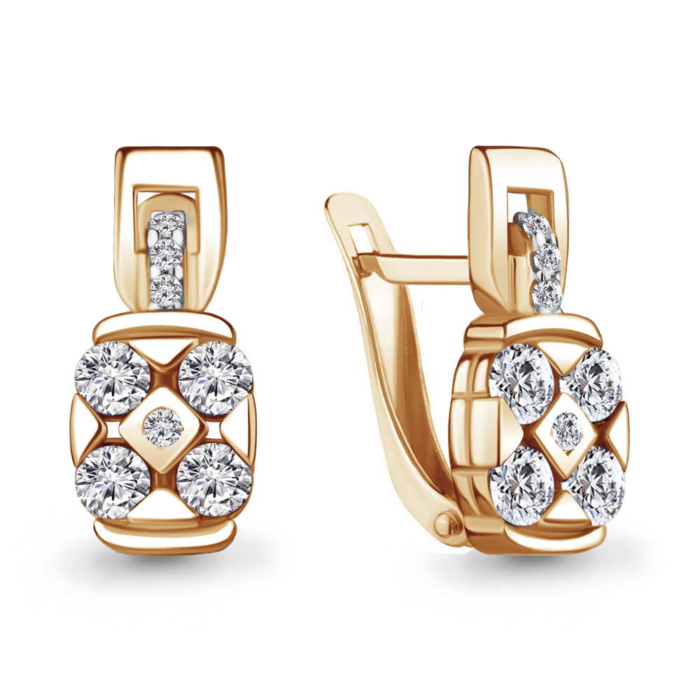 Серьги из красного золота с фианитами