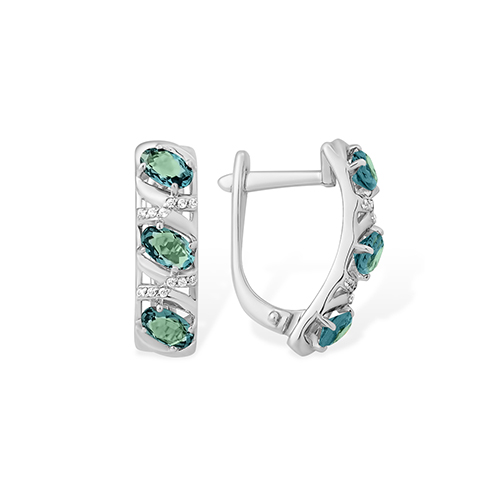 Серьги из серебра с фианитами и кристаллами