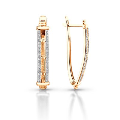 Серьги из красного золота с фианитами