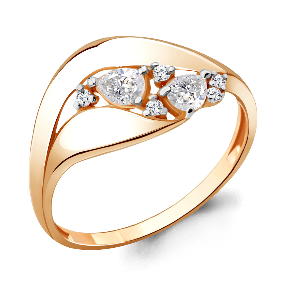 Кольцо из красного золота с фианитами