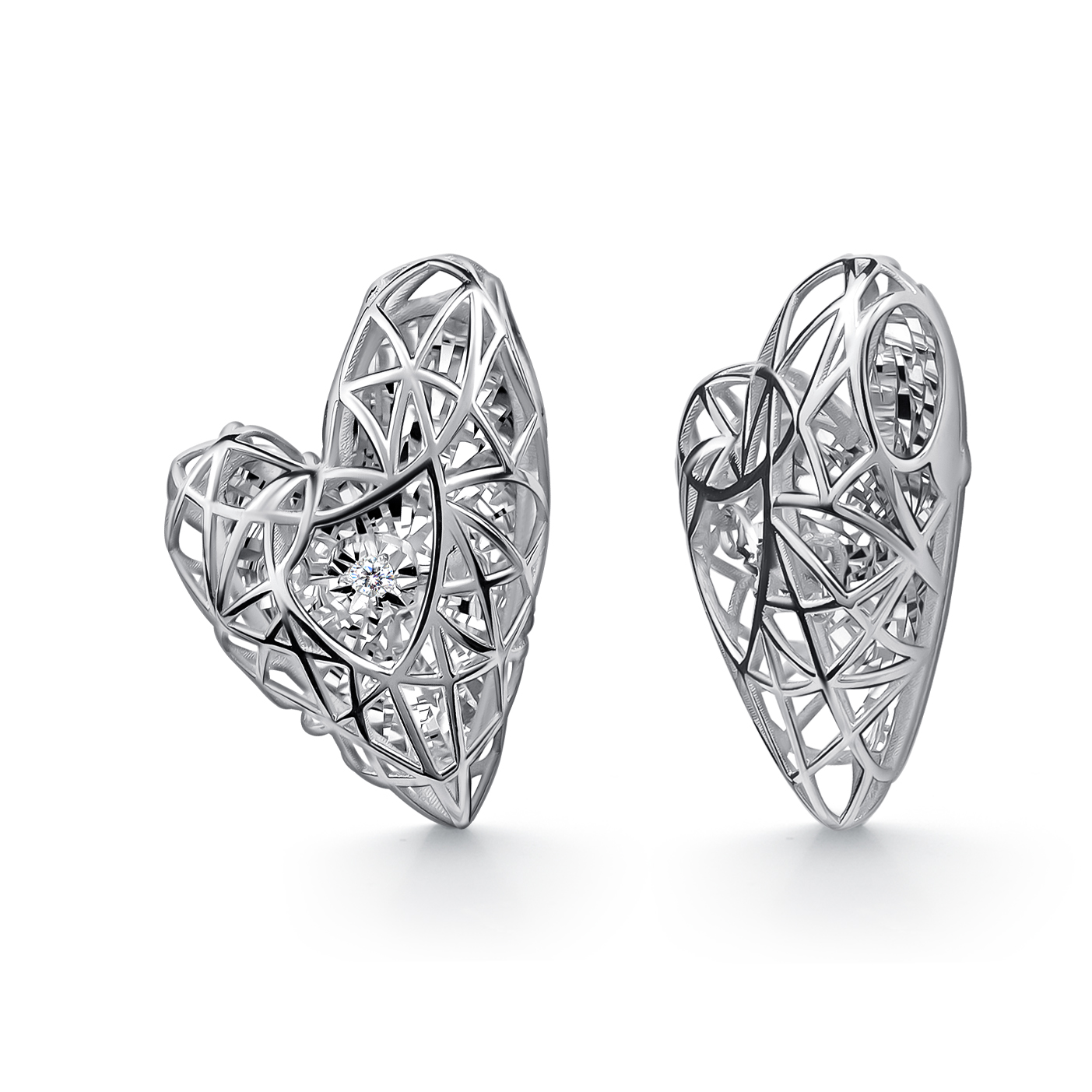 Подвеска из белого золота с танцующим бриллиантом