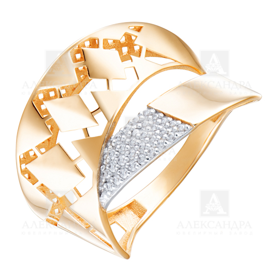 Кольцо из красного золота с фианитами