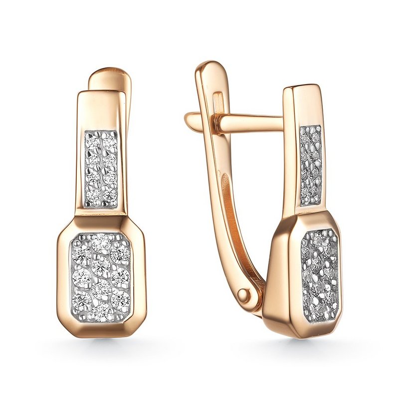 Серьги из красного золота с фианитами