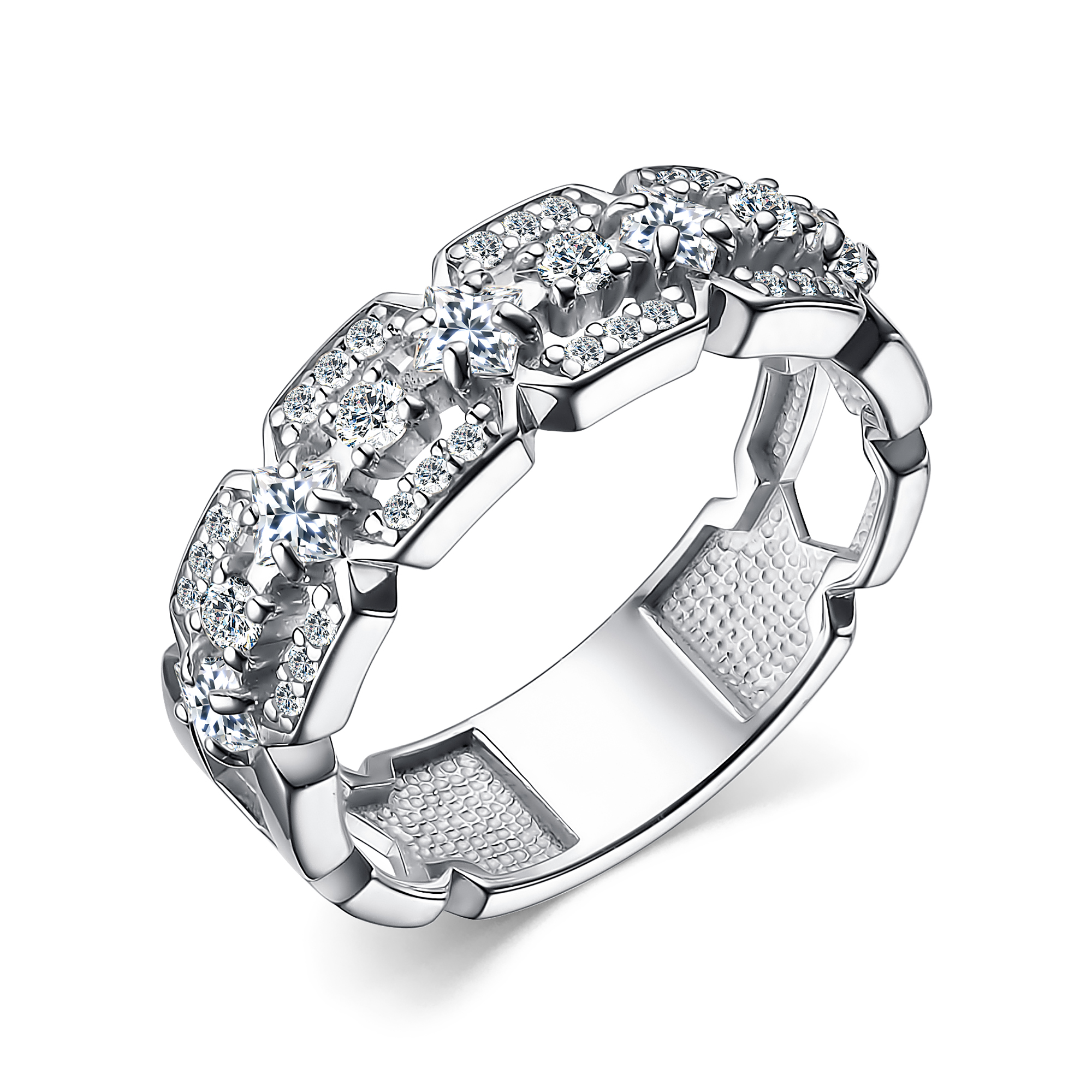 Кольцо из серебра с фианитами