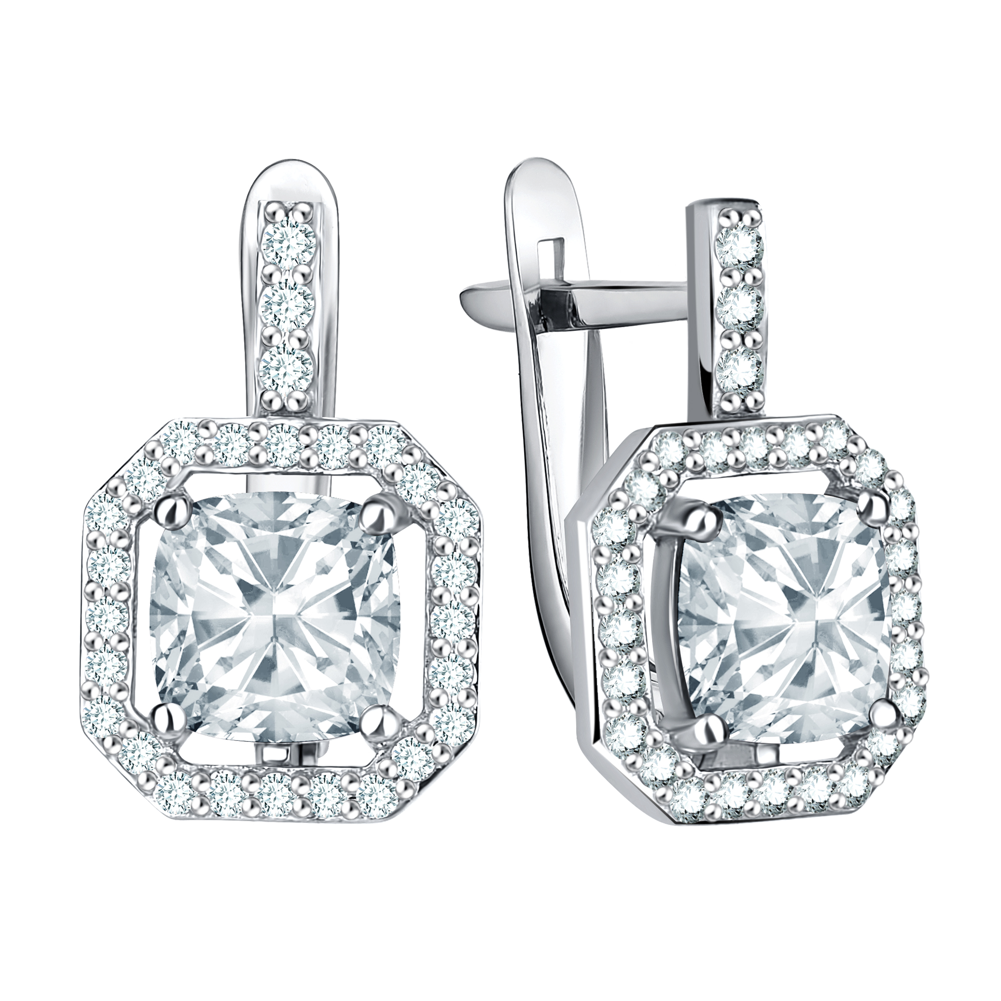 Серьги из серебра с фианитами