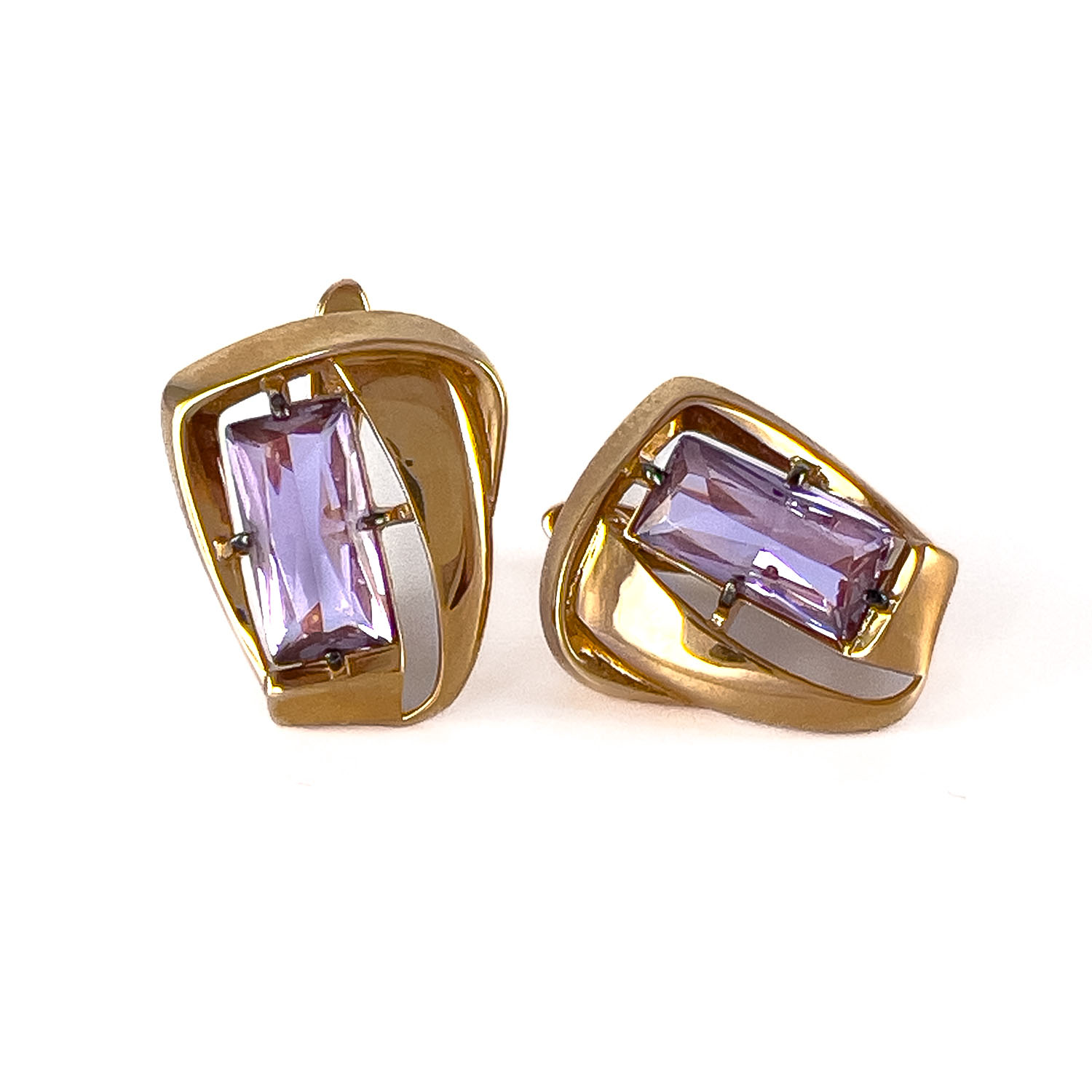 Серьги из красного золота с аметистом