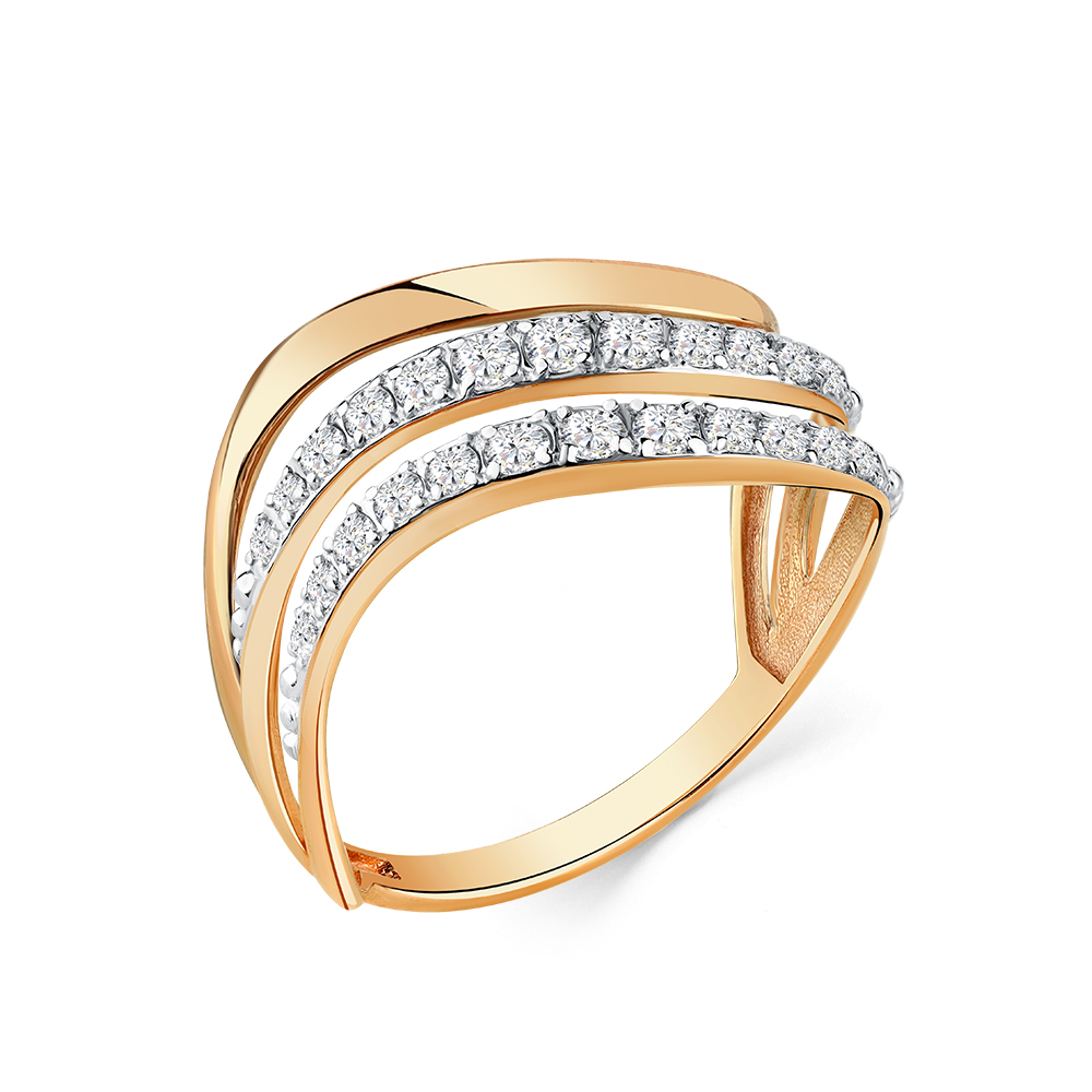 Кольцо из красного золота с фианитами