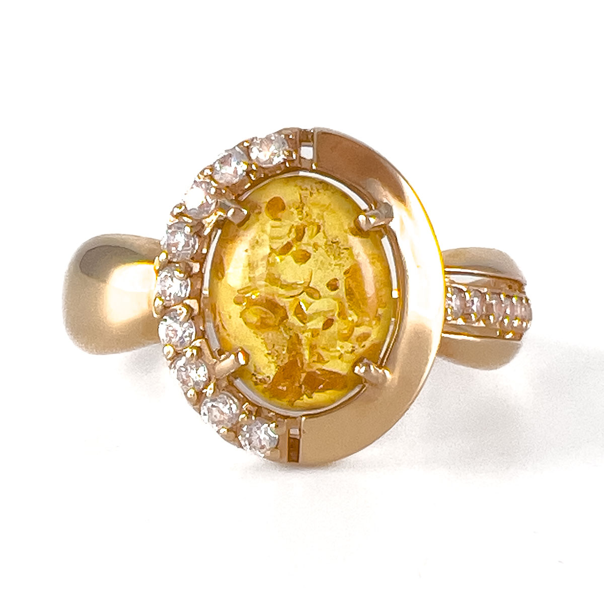 Кольцо из золота с цитрином и фианитами