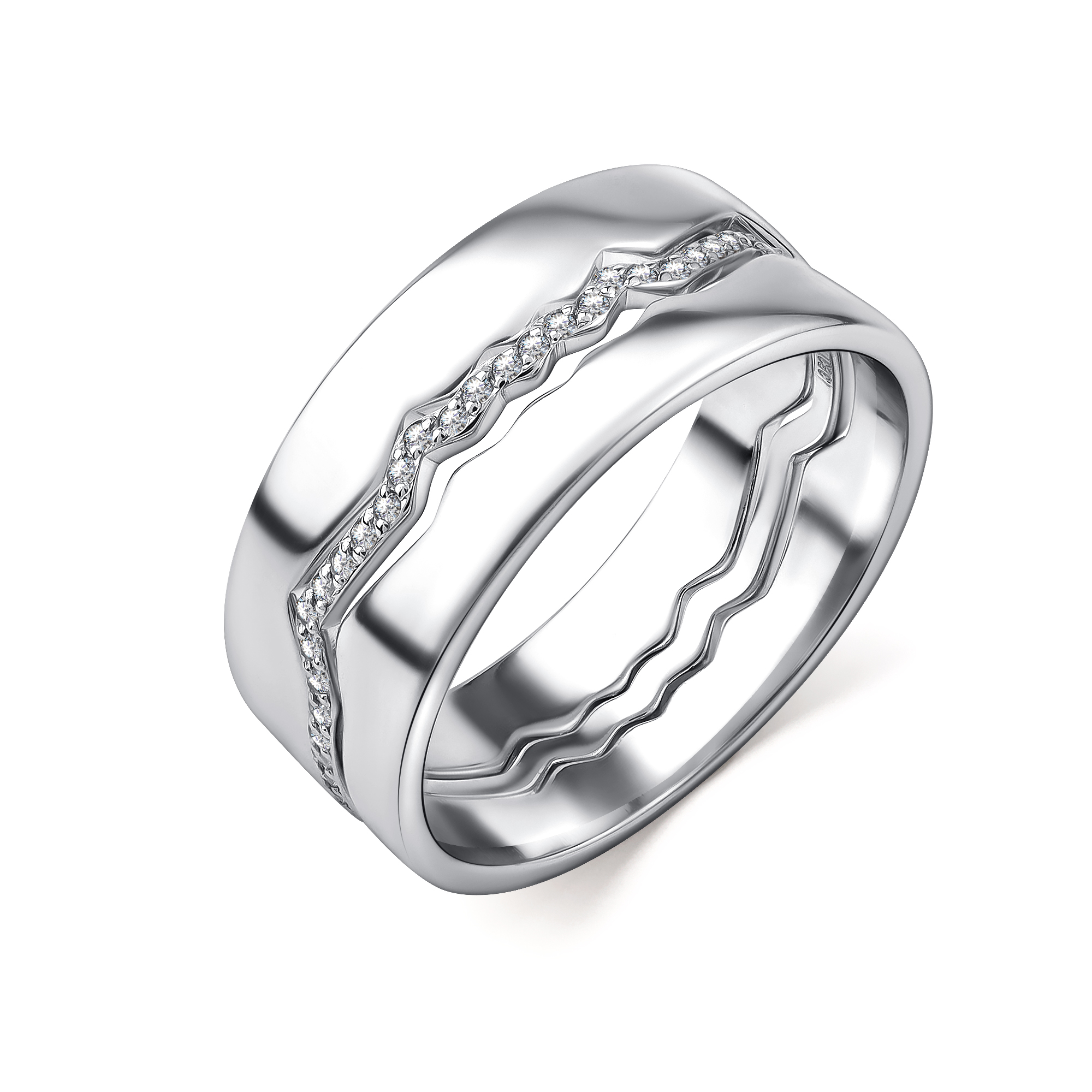 Кольцо из серебра с фианитами