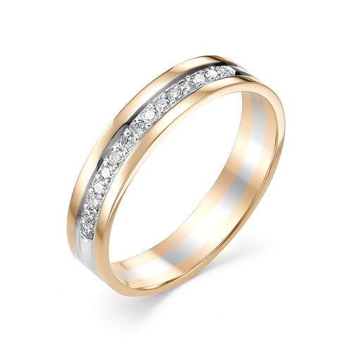 Обручальное кольцо из комбинированного золота с дорожкой из бриллиантов
