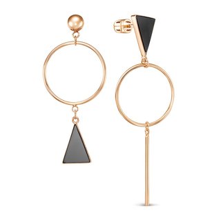 Серьги пусеты из красного золота с ониксом