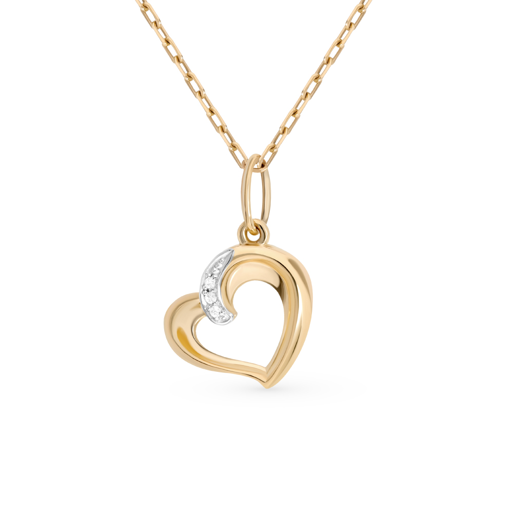 Подвеска из красного золота с фианитами «Сердце»