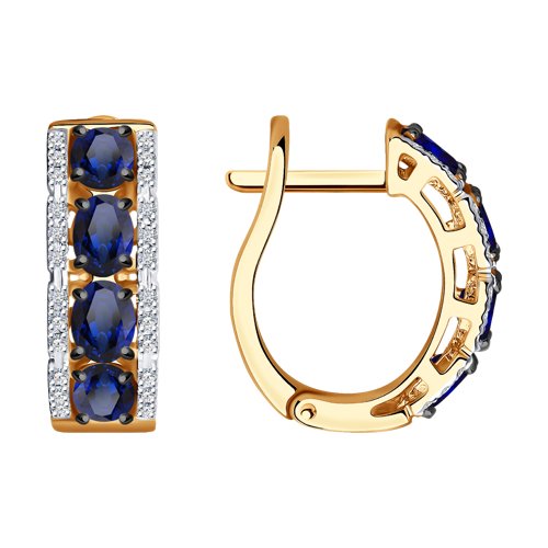 Серьги из золота с бриллиантами и сапфирами