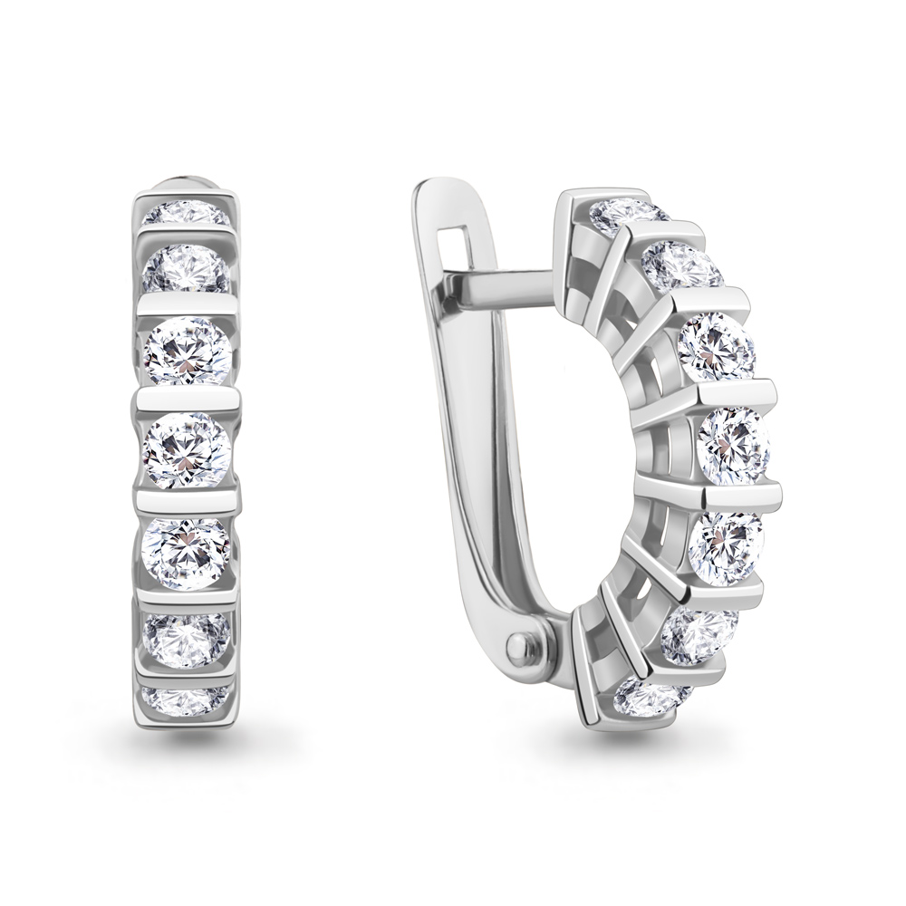 Серьги из серебра с фианитами