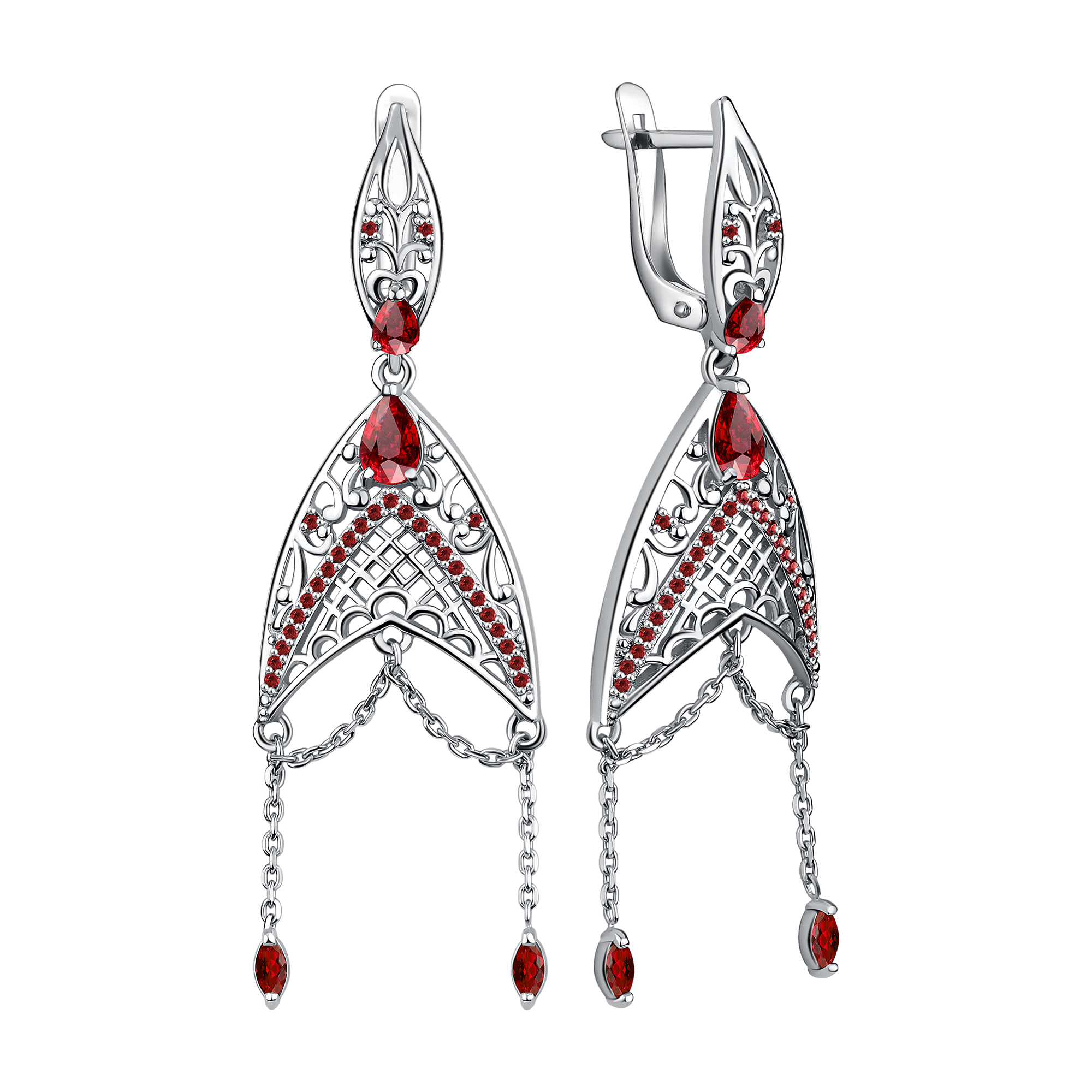 Серьги из серебра с фианитами