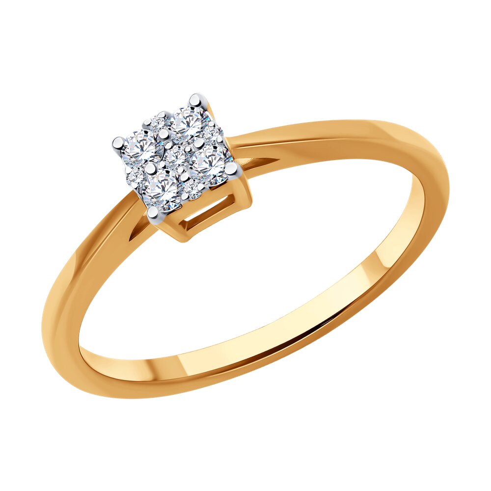 Кольцо из красного золота с бриллиантами