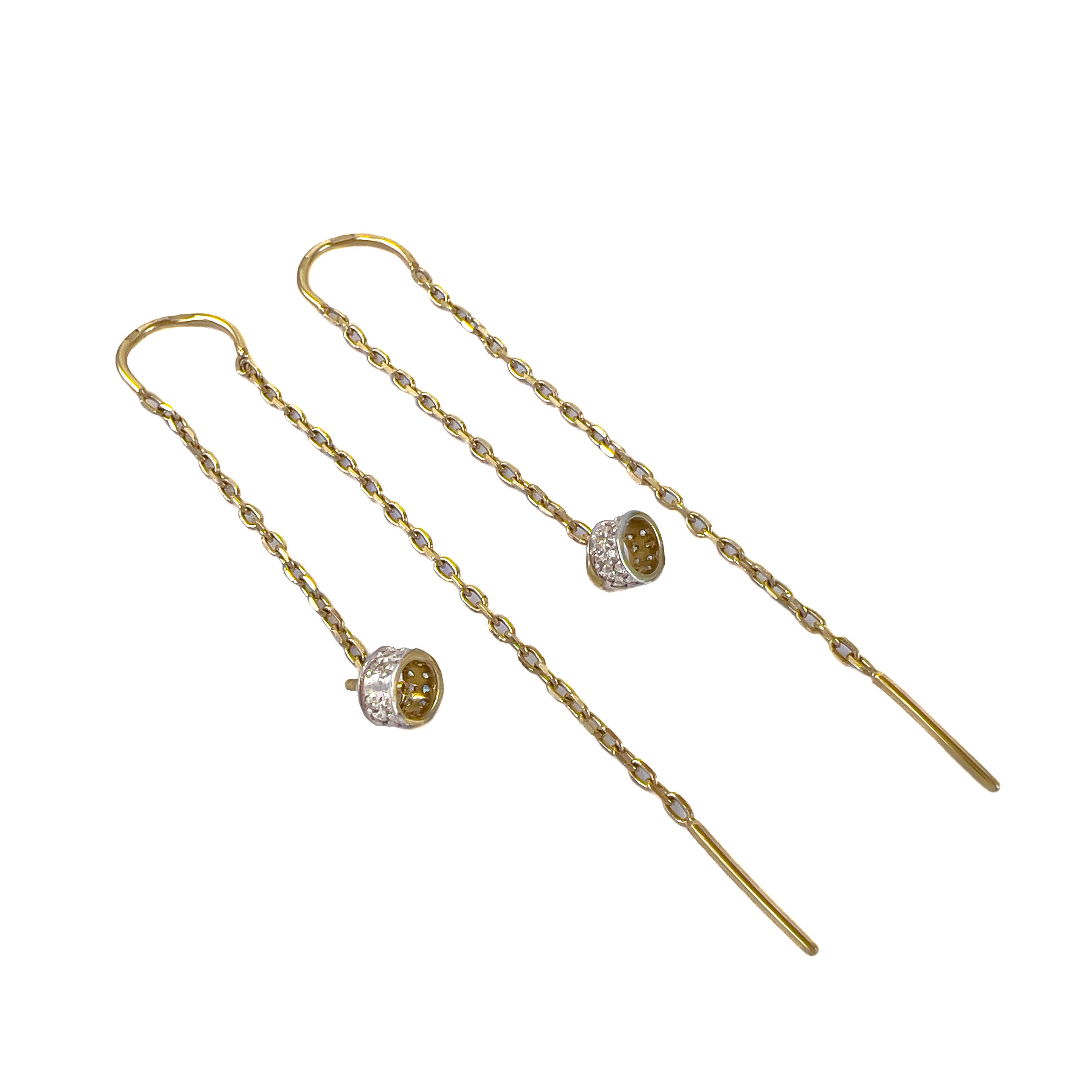 Серьги из желтого золота с цирконием