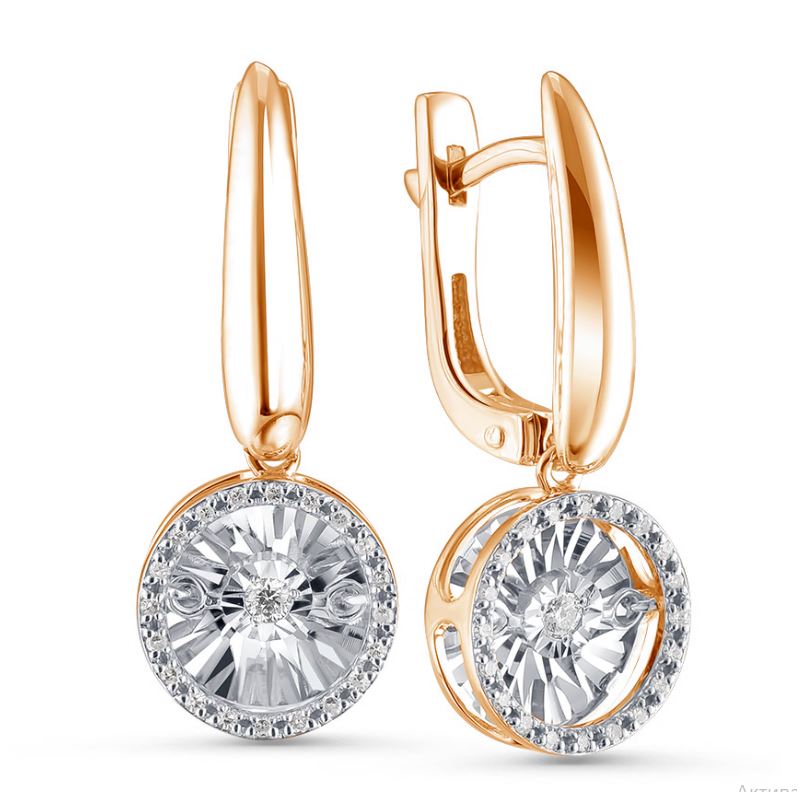 Серьги из красного золота с бриллиантами