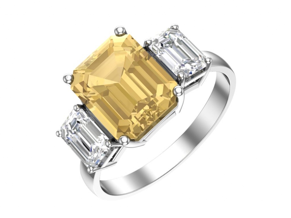 Кольцо из серебра с кварцем и фианитами