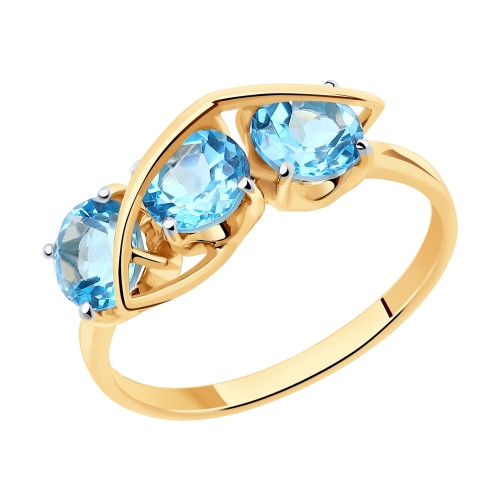 Кольцо из красного золота с топазами