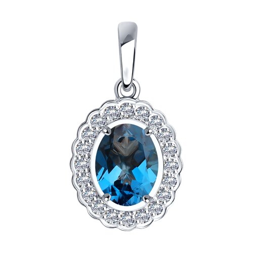 Подвеска из белого золота с топазом и фианитами