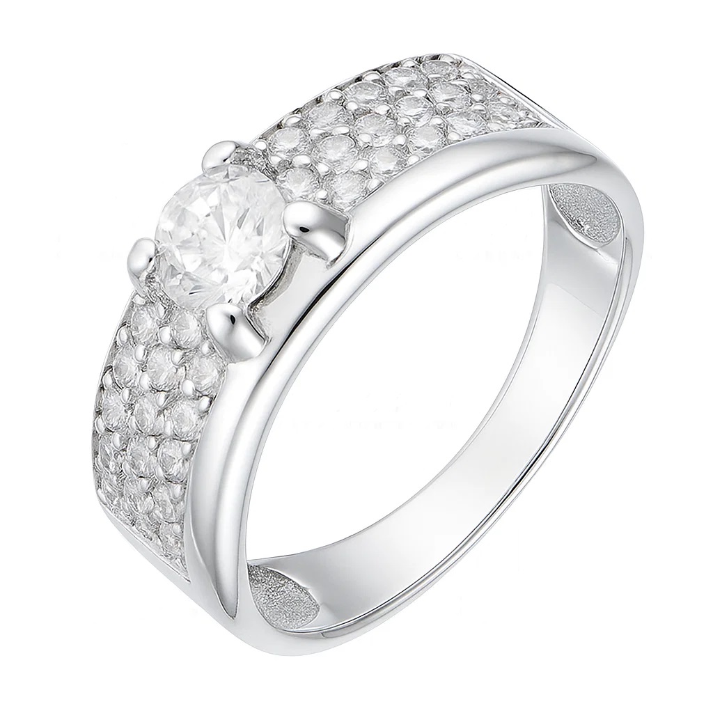 Кольцо из белого золота с фианитами