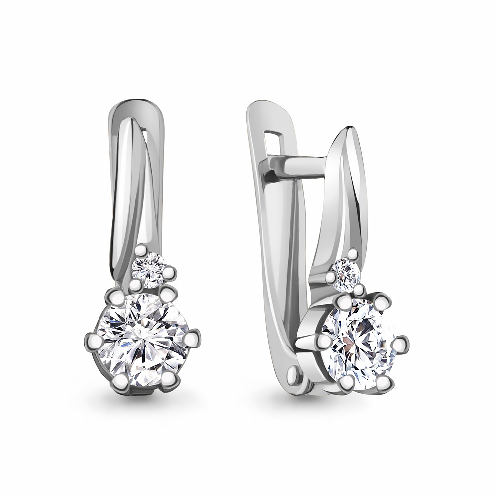 Серьги из серебра с фианитами