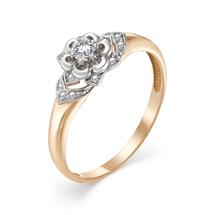 Кольцо из красного золота с бриллиантами