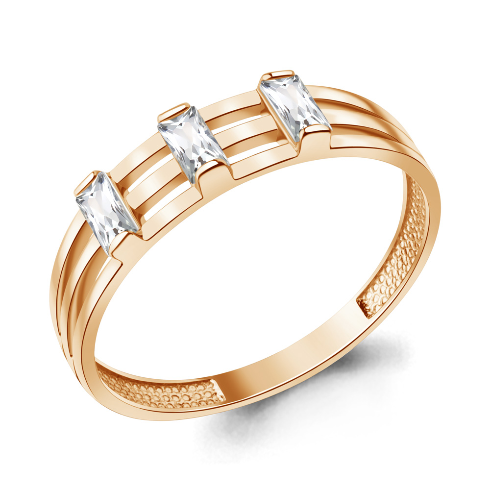 Кольцо из красного золота с фианитами