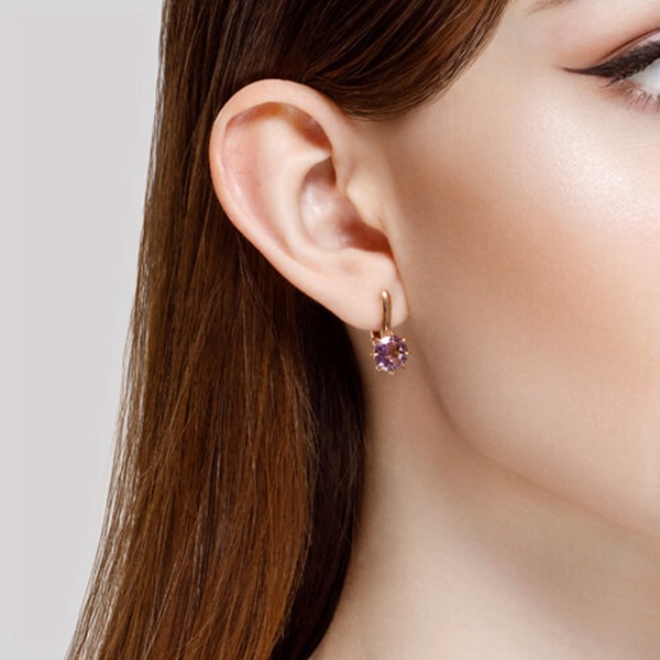 Серьги из красного золота с аметистами