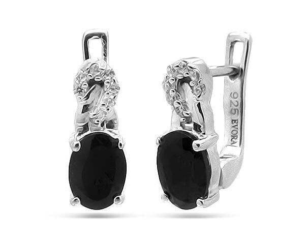 Серьги из серебра с корундами и цирконами