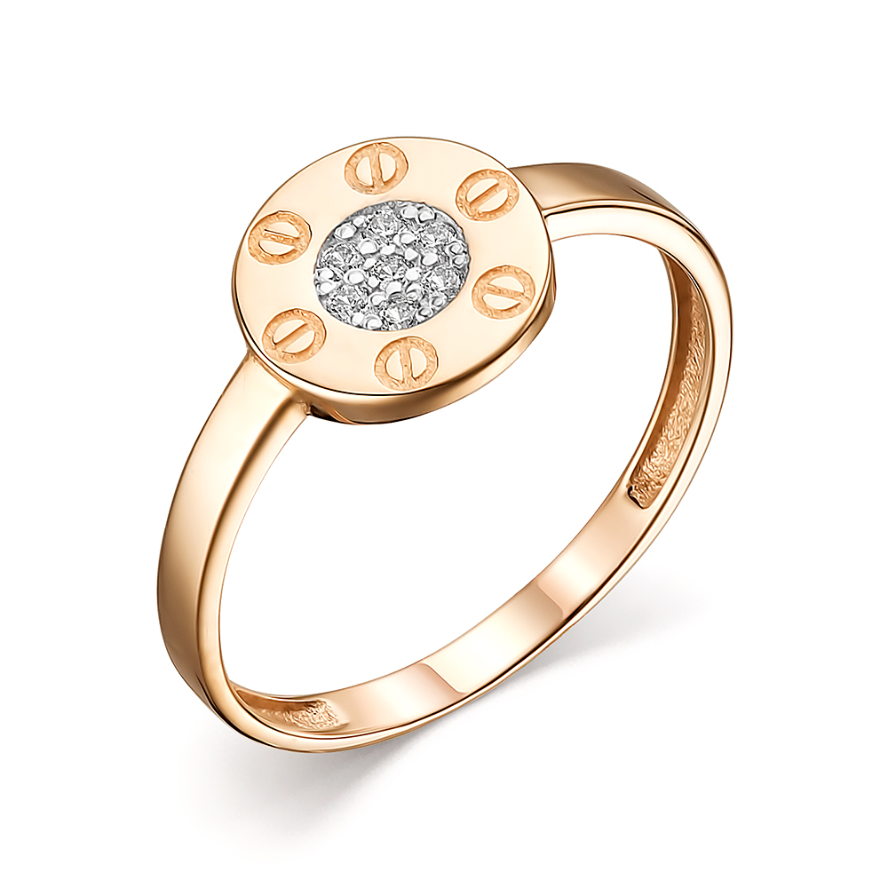 Кольцо из красного золота с фианитами