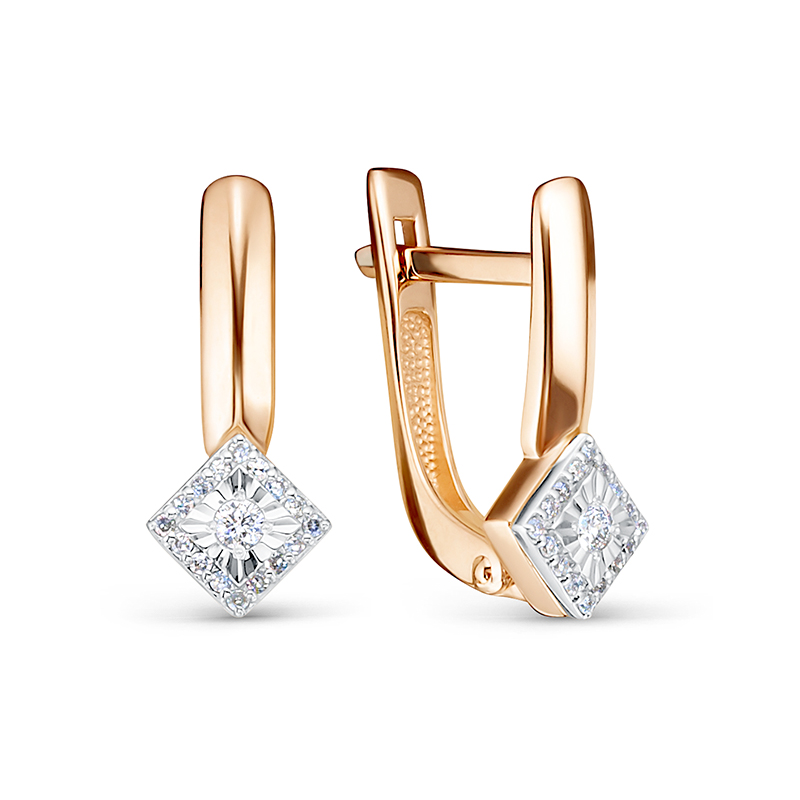 Серьги из красного золота с бриллиантами