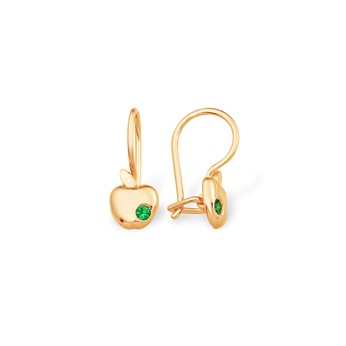 Серьги «Яблочки» из красного золота 585 пробы с фианитами