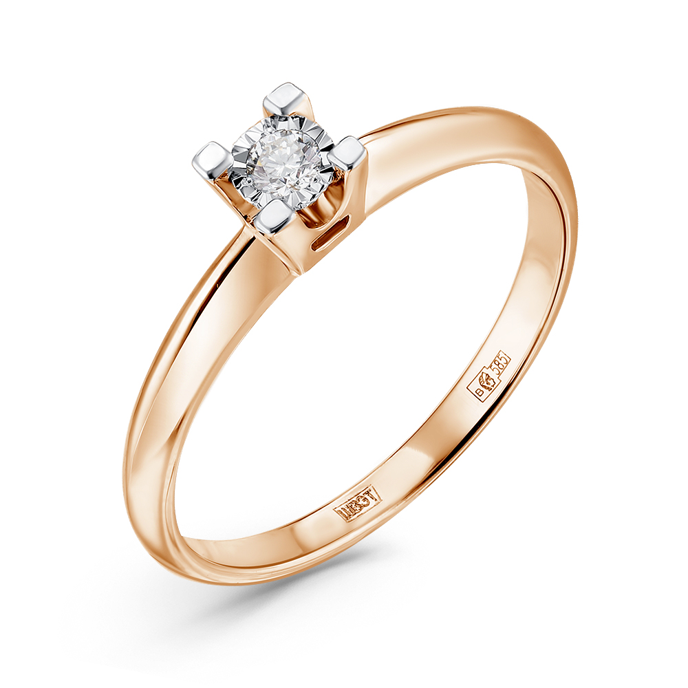 Кольцо из красного золота с бриллиантом