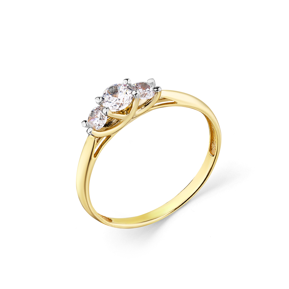 Кольцо из желтого золота с фианитами