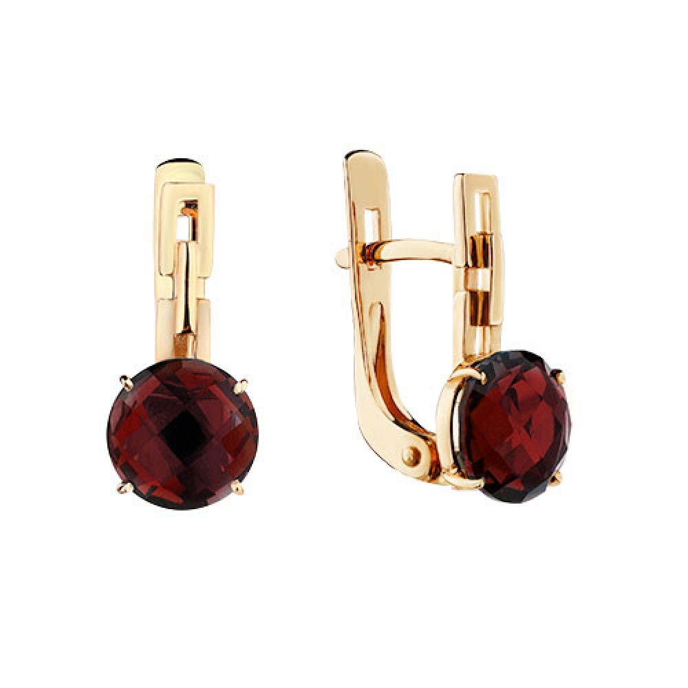 Серьги из красного золота с гранатами