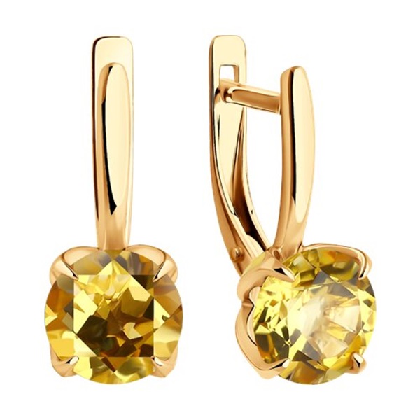 Серьги из красного золота с цитринами