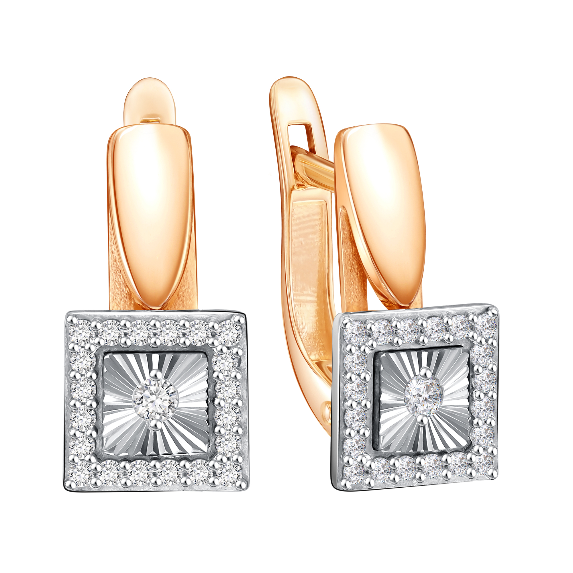 Серьги из красного золота с кубическим цирконием