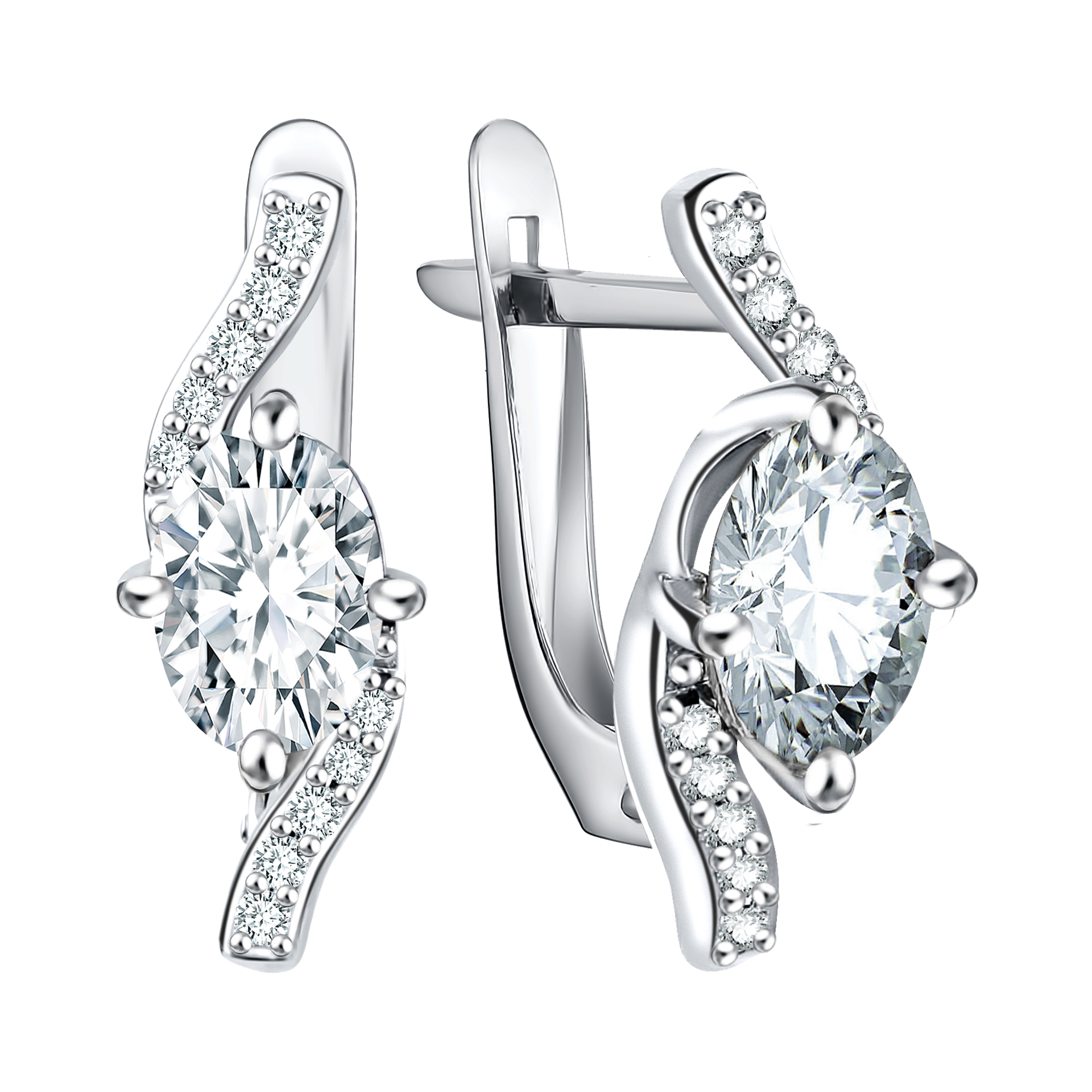 Серьги из серебра с фианитами