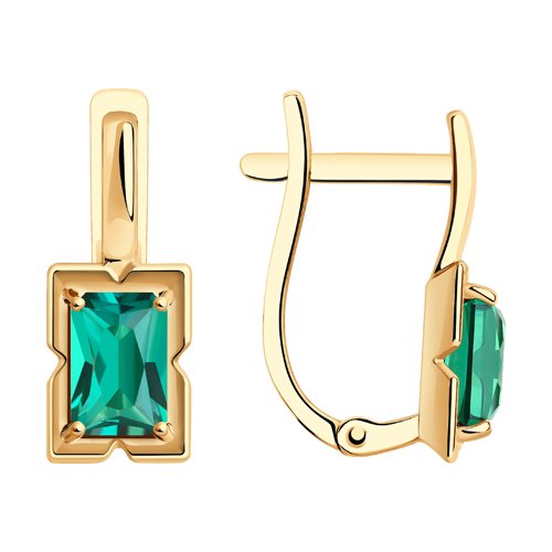 Серьги из красного золота с гидротермальными изумрудами