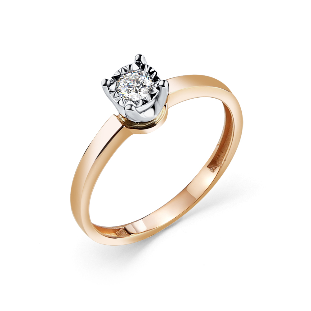 Кольцо из красного золота с бриллиантом