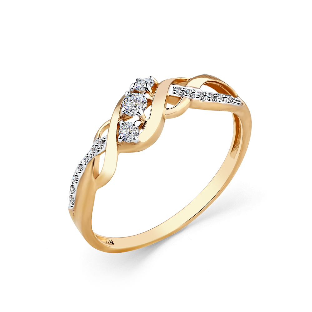 Кольцо из красного золота с фианитами