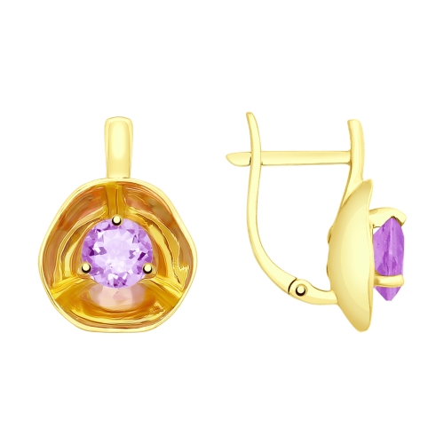 Серьги из красного золота с аметистами