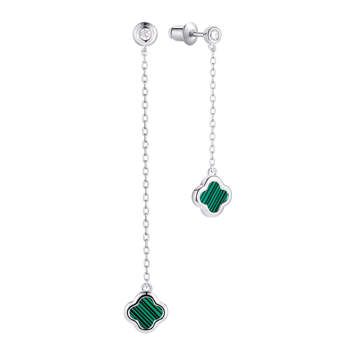 Серьги из серебра с искусственным малахитом