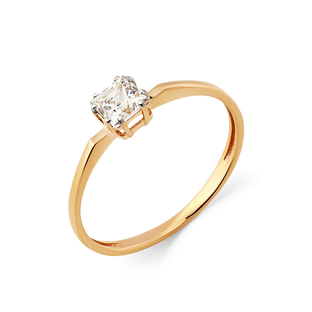 Кольцо из красного золота с фианитом