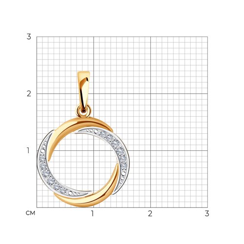 Подвеска из комбинированного золота с фианитами