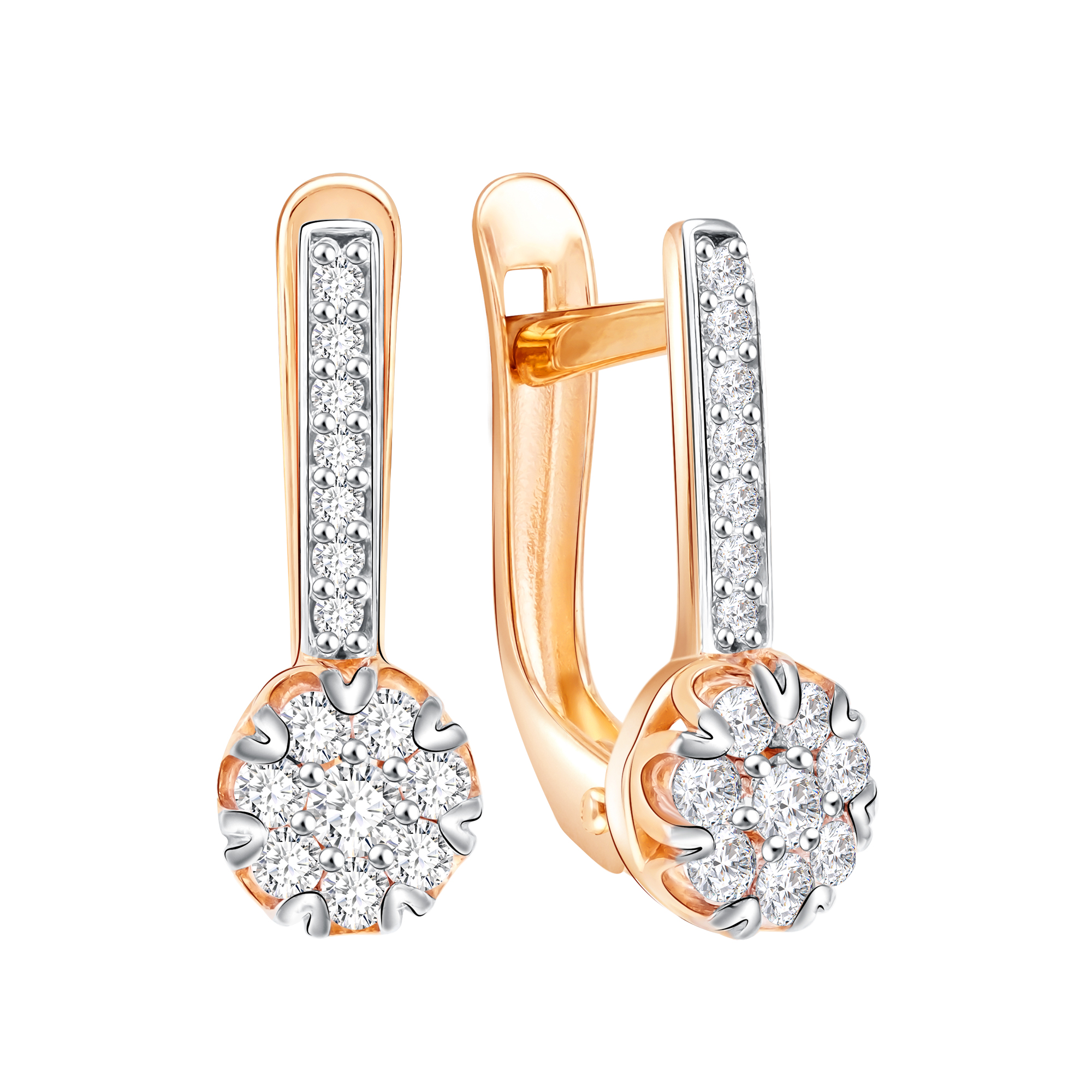 Серьги из красного золота с фианитами