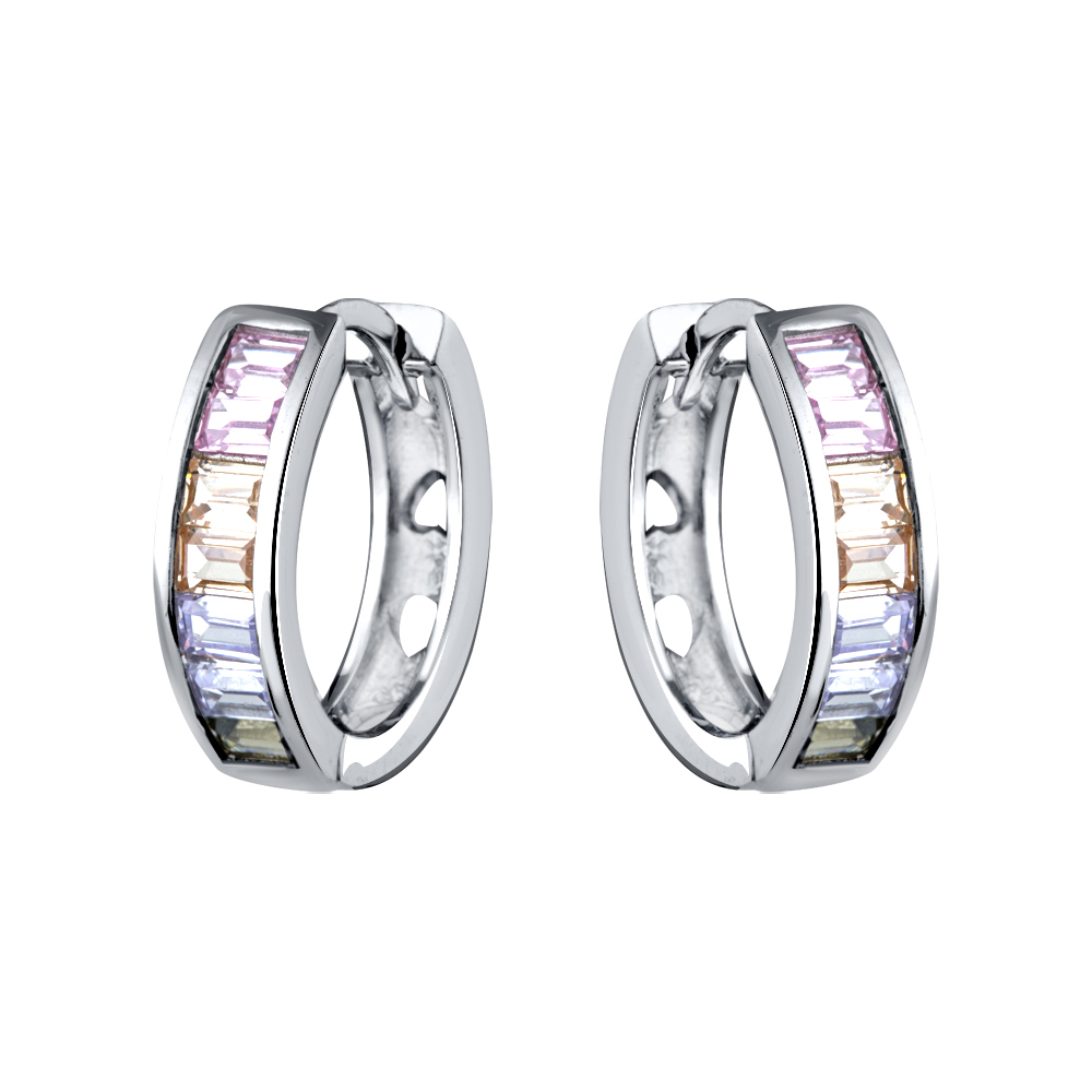 Серьги-конго из серебра с фианитами